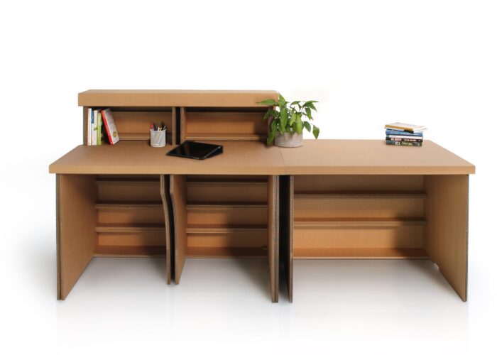 banco reception in cartone modulare