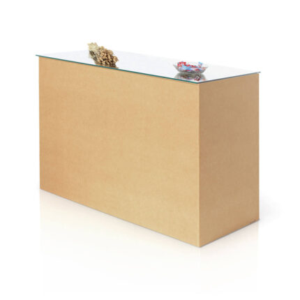 Desk in cartone per negozi con ripiano in vetro e vani 'Erpice L3'