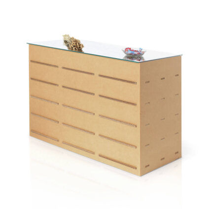 Banco reception in cartone con inserti 'Erpice N3'