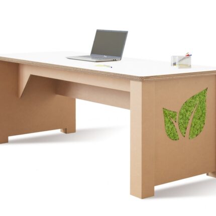 Scrivania ecologica in cartone con piano in vetro 'Pedra V'