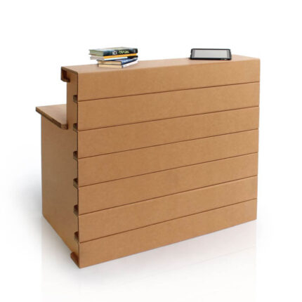 Banco reception con fronte a doghe in cartone 'Arolla 100'