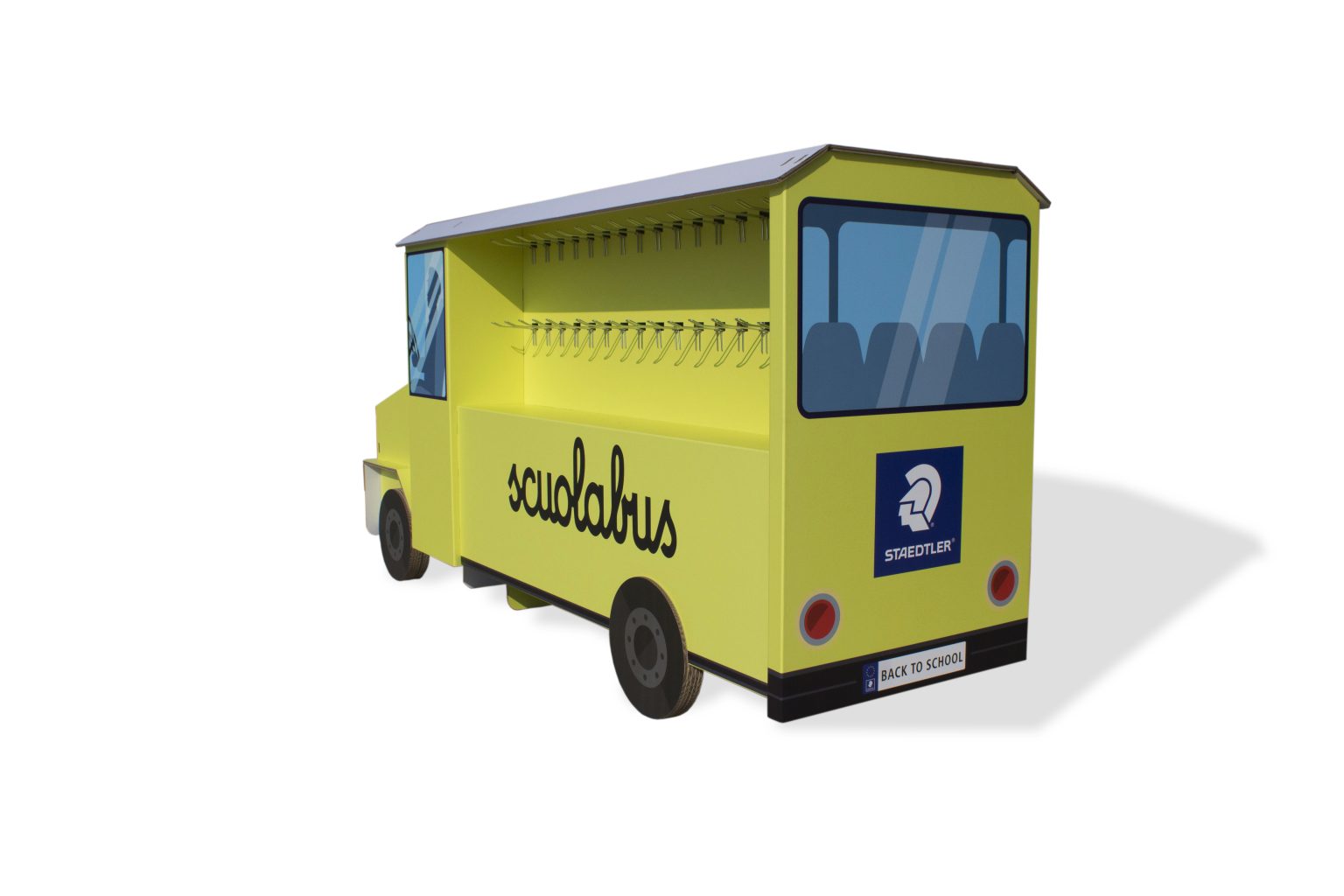 Espositore in cartone scuolabus