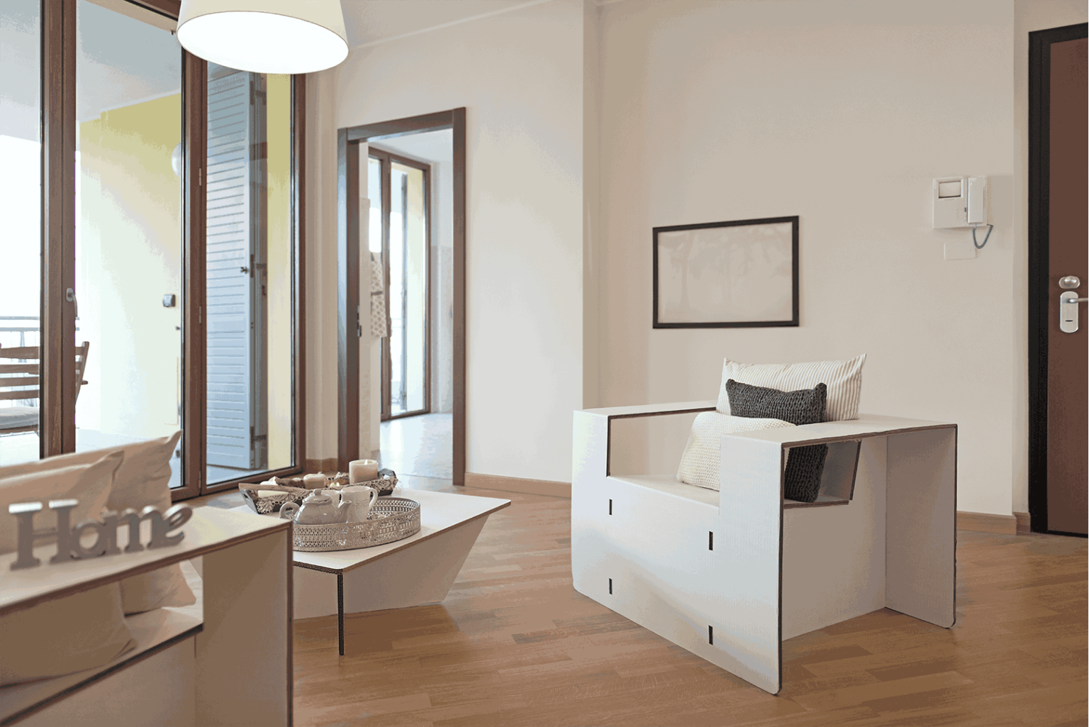 poltrona in cartone per home staging