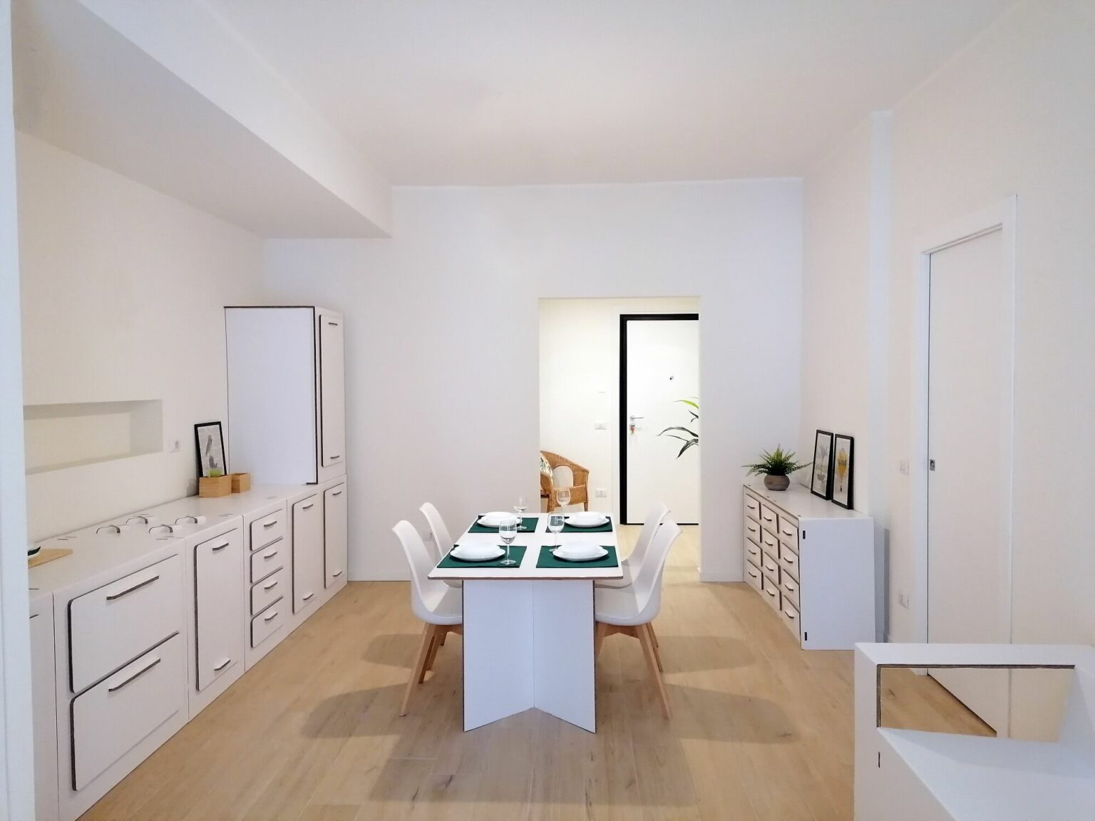 cucina competa in cartone per allestimento home staging