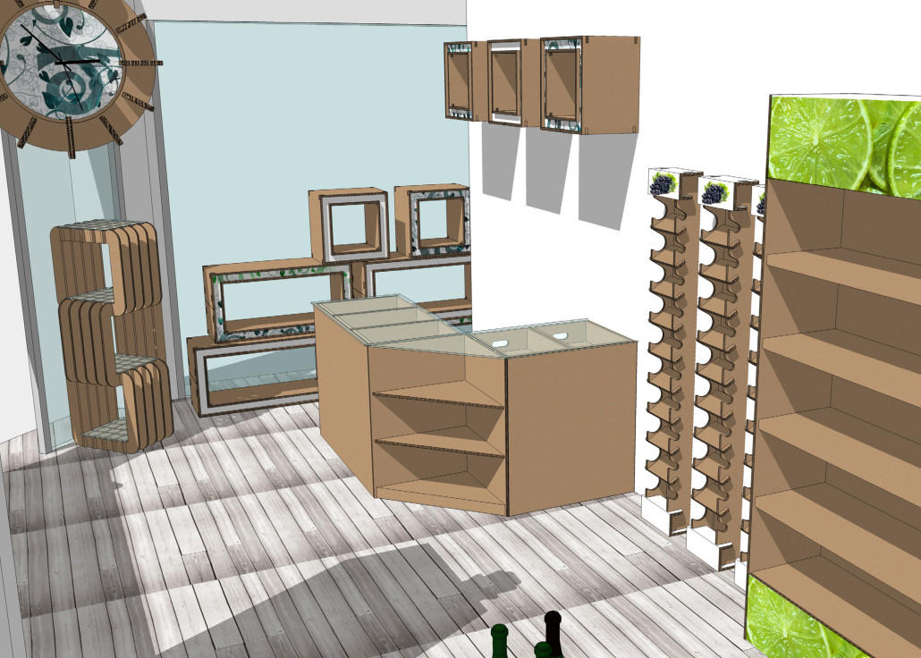 allestimento per negozi in cartone