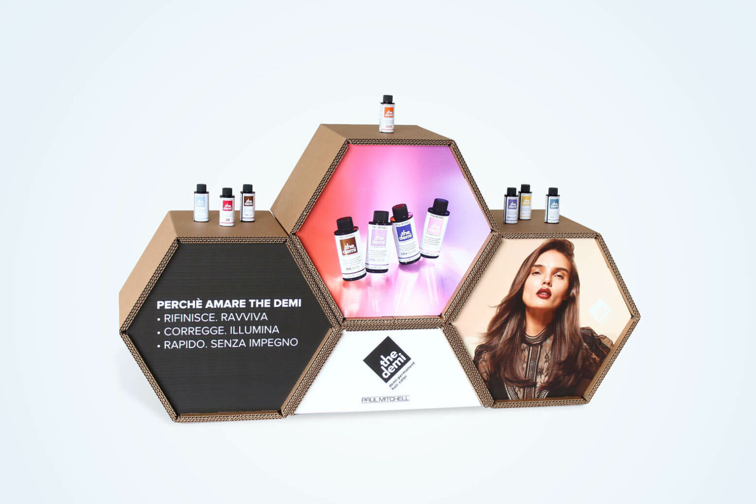 Espositore in cartone esagonale