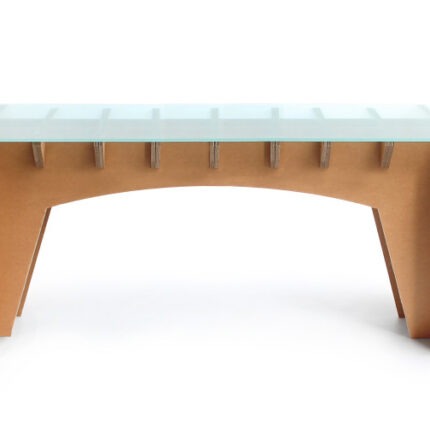 Scrivania per ufficio in cartone con ripiano in vetro 'Lys V'