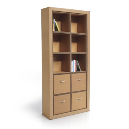 Libreria in cartone flua plus 50 con cassetti