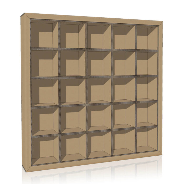 Libreria in cartone render flua plus