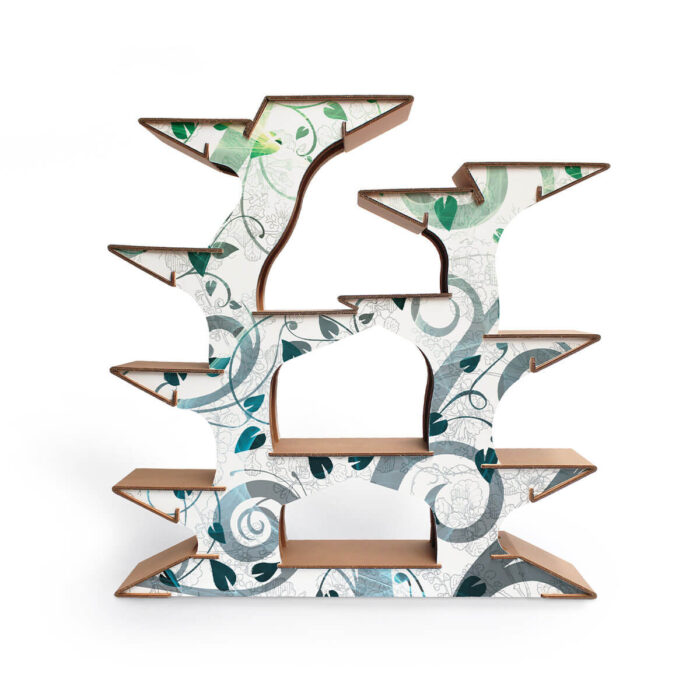 libreria ad albero in cartone stampato