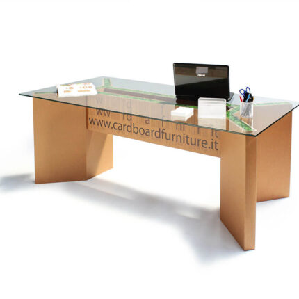 Tavolo riunioni in cartone con licheni e vetro 'Otro 200 - 240'