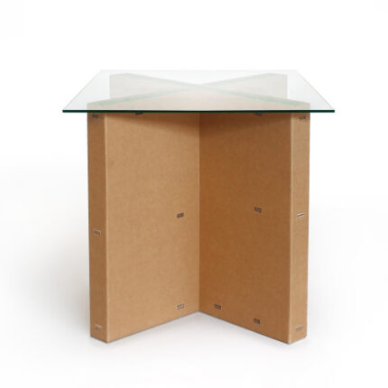 Tavolino ecosostenibile in cartone con piano in vetro 'Otro 80'