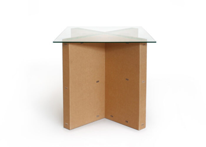 Tavolino ecosostenibile in cartone con piano in vetro 'Otro 80'