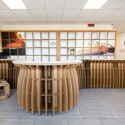 Desk in cartone - Reception ecologica per banco cassa negozio "Galambra"