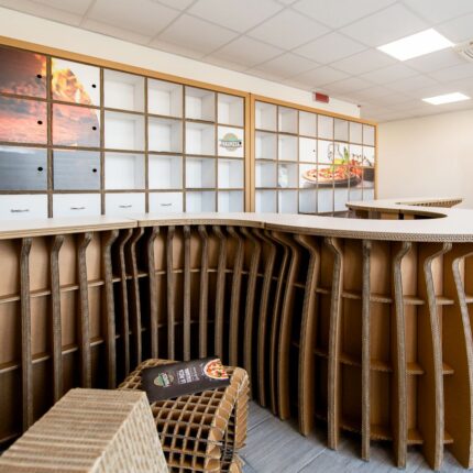 Desk in cartone - Reception ecologica per banco cassa negozio "Galambra"