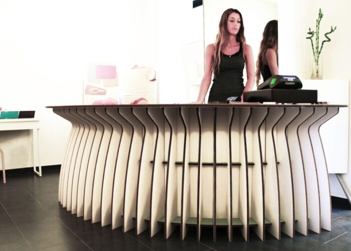 Desk in cartone - Reception ecologica per banco cassa negozio "Galambra"