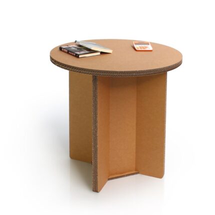 Tavolino ecologico tondo in cartone con gambe piene 'Cian C'