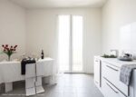 Home staging in cartone per allestimento temporaneo zona cucina