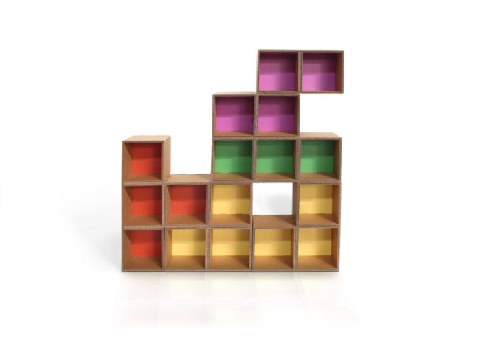 Lifi libreria in cartone tetris