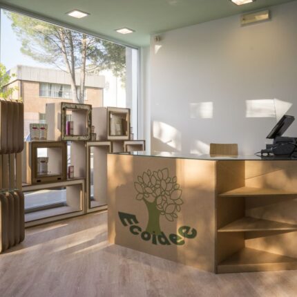 Bancone in cartone - Banco cassa ecologico "Erpice"