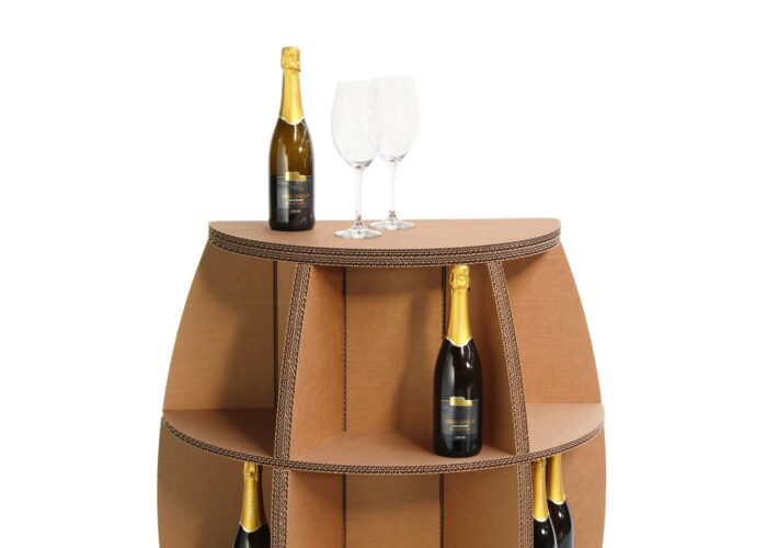 portabottiglie in cartone - espositore ecologico portabottiglie in cartone "Rebbio"