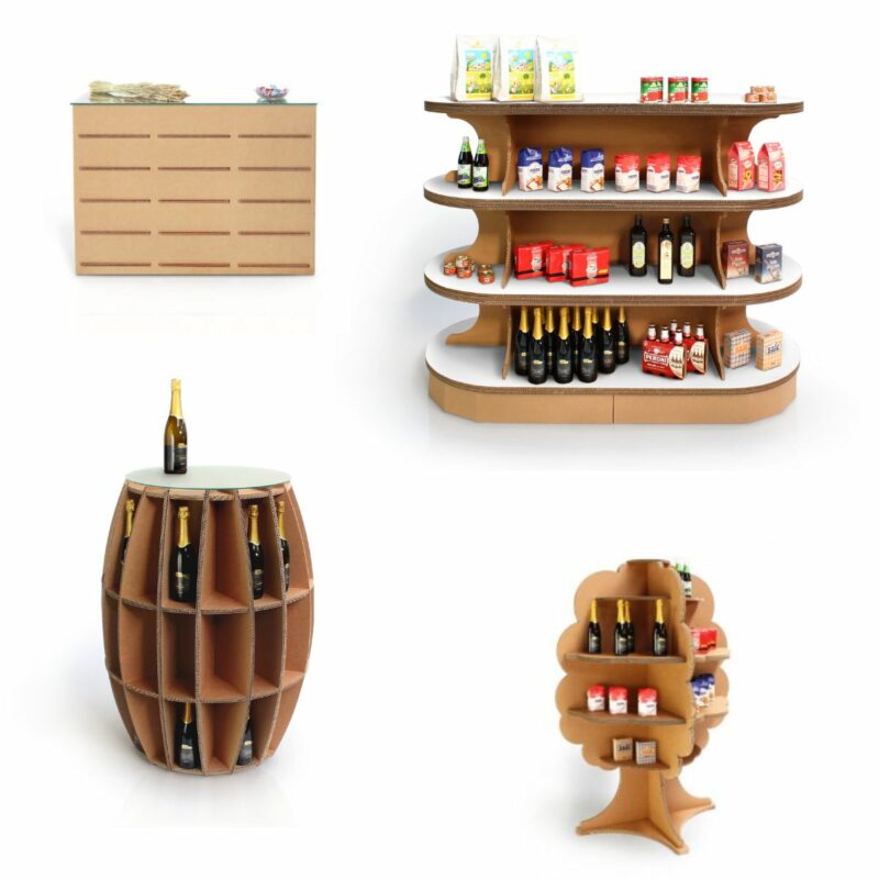 Arredo negozio sostenibile in cartone