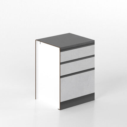 Cucina Pop Up Fronte Gres Top Antracite Base larga 90 Cassettoni