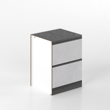 Cucina Pop Up Fronte Gres Top Antracite Base 60 cm con fornello