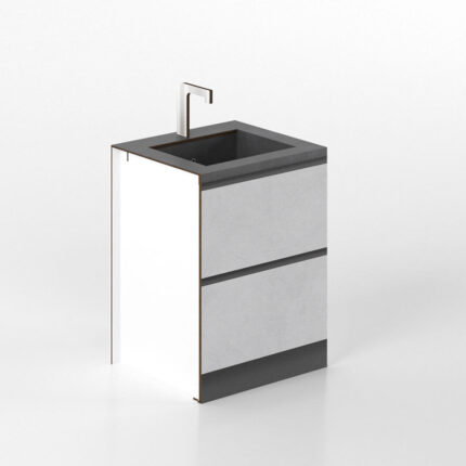 Cucina Pop Up Fronte Gres Top Antracite Base da 60 Lavandino