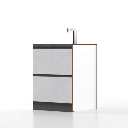 Cucina Pop Up Fronte Gres Top Antracite Base da 60 con Lavandino