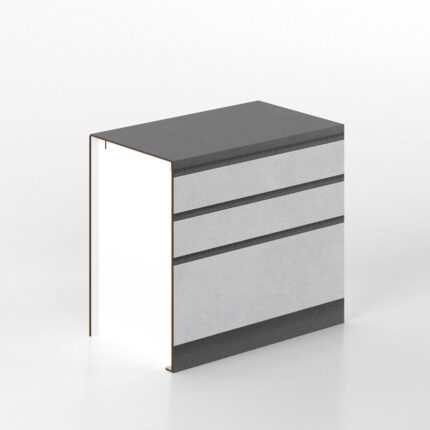 Cucina Pop Up Fronte Gres Top Antracite Base larga 90 con Cassetti