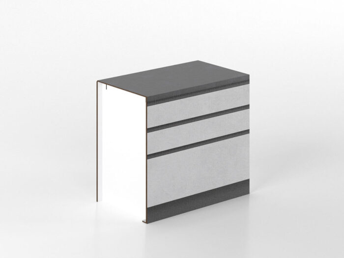 Cucina Pop Up Fronte Gres Top Antracite Base larga 90 con Cassetti