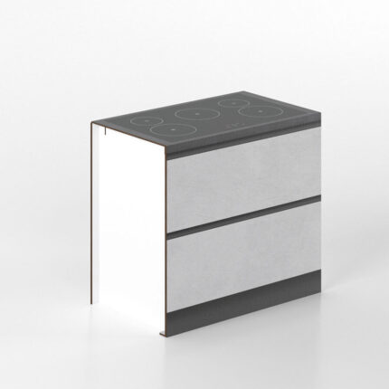 Cucina Pop Up Fronte Gres Top Antracite Base da 90 con fornello