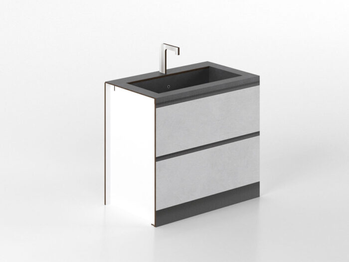 Cucina Pop Up Fronte Gres Top Antracite Base da 90 con Lavandino