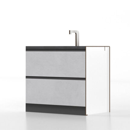 Cucina Pop Up Fronte Gres Top Antracite Base larga 90 con Lavandino