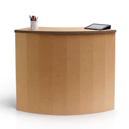 Banco reception fronte liscio curva estera 60° in cartone 'Losa E'