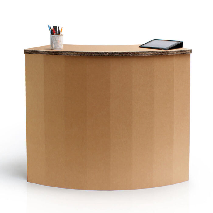 Banco reception fronte liscio curva estera 60° in cartone 'Losa E'